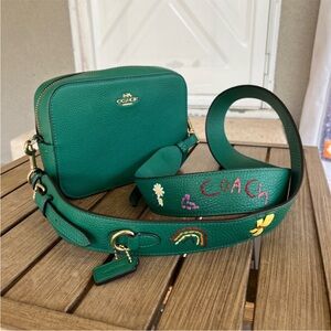 Coach Dairy Embroidery Mini Camera Green Crossbody Bag Limited Edition